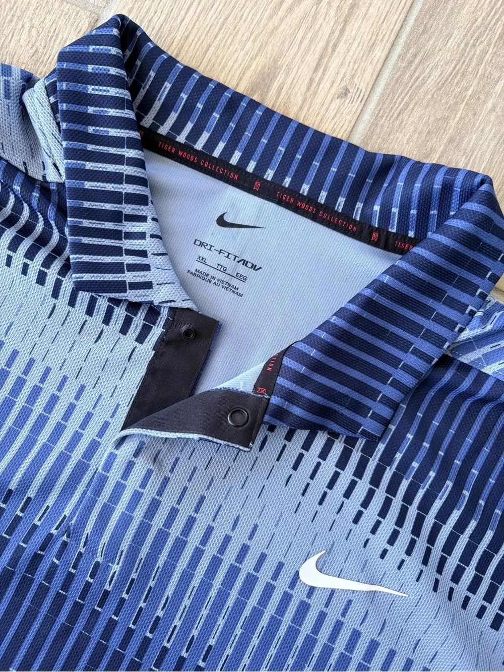Nike Tiger Woods Collection Dri-FIT ADV Golf Polo Blue Geometric Men’s XXL - Picture 1 of 8